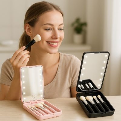 Міні-набір щіточок з LED-дзеркалом | GLOBRISTIC